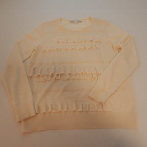 Diane Von Furstenberg Creme Ruffled Top Long Slevees